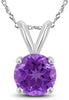 1.03CT AAA AMETHYST 14KT WHITE GOLD 3D CLASSIC ROUND SOLITAIRE FLOATING PENDANT