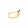 ESTATE 1.36CT DIAMOND & AAA EMERALD 18K YELLOW GOLD OVAL & ROUND ENGAGEMENT RING