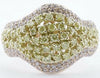 1.37CT WHITE & FANCY YELLOW DIAMOND 18KT 2 TONE GOLD MULTI ROW DOUBLE V FUN RING