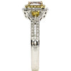 .83CT WHITE PINK & FANCY YELLOW DIAMOND 18KT TRI COLOR GOLD HALO ENGAGEMENT RING