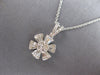 ESTATE .63CT DIAMOND 14KT WHITE GOLD 3D ROUND & BAGUETTE FLOWER FLOATING PENDANT