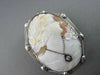 ANTIQUE LARGE .05CT DIAMOND FILIGREE LADY CAMEO 14K WHITE BROOCH & PENDANT #2096