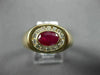 ESTATE 1.20CT DIAMOND & AAA RUBY 14K YELLOW GOLD 3D OVAL BEZEL CLASSIC MENS RING