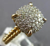 LARGE .50CT DIAMOND 14K YELLOW GOLD 3D ROUND CLUSTER SQUARE ROPE DESIGN FUN RING
