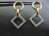 ESTATE .46CT DIAMOND 14K WHITE & YELLOW GOLD 3D CIRCLE & SQUARE HANGING EARRINGS