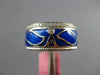 WIDE .30CT DIAMOND & BLUE ENAMEL 18K WHITE GOLD A INITIAL MULTI LEAF ETOILE RING