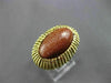 ANTIQUE WIDE & LARGE AAA GOLDSTONE 14KT YELLOW GOLD 3D SOLITAIRE FUN RING #24322