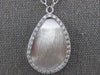 ESTATE LARGE .39CT DIAMOND 14KT WHITE GOLD TEAR DROP MATTE CLASSIC FUN NECKLACE