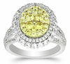 ESTATE WIDE 1.97CT WHITE & FANCY YELLOW DIAMOND 14K 2 TONE GOLD ANNIVERSARY RING
