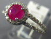 ESTATE 1.28CT DIAMOND & AAA RUBY 14KT WHITE GOLD 3D CLASSIC HALO ENGAGEMENT RING