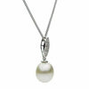 ESTATE .08CT DIAMOND & AAA SOUTH PEARL 18KT WHITE GOLD 3D MARQUISE SHAPE PENDANT