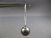 LARGE .32CT DIAMOND & AAA TAHITIAN PEARL 14KT WHITE GOLD 3D BAR HANGING EARRINGS
