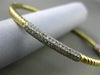 ESTATE .82CT DIAMOND 14K WHITE & YELLOW GOLD 3D PAVE ROPE DESIGN BANGLE BRACELET