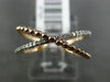ESTATE .10CT DIAMOND 14KT WHITE & ROSE GOLD X LOVE MILGRAIN BEAD RING F/G VSSI
