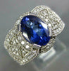 LARGE 2.95CT DIAMOND & AAA TANZANITE 14KT WHITE GOLD OVAL ENGAGEMENT RING #1506
