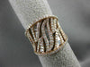 ANTIQUE LARGE 1.56CT ROUND & BAGUETTE DIAMOND 14KT ROSE GOLD 3D LEAF FUN RING