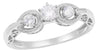 ESTATE .43CT DIAMOND 14KT WHITE GOLD 3D 3 STONE FILIGREE FRIENDSHIP LOVE RING