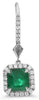 3.47CT DIAMOND & AAA EMERALD 18KT WHITE GOLD EMERALD CUT HALO HANGING EARRINGS