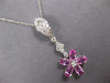 ESTATE 1.54CT DIAMOND & AAA PINK SAPPHIRE 18K WHITE GOLD LARIAT FLOATING PENDANT