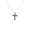 ESTATE .33CT AAA EMERALD 18KT YELLOW GOLD 3D CLASSIC CROSS FLOATING PENDANT