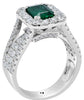 LARGE 3.64CT DIAMOND & AAA EMERALD 18K WHITE GOLD 3D SQUARE & ROUND CLASSIC RING