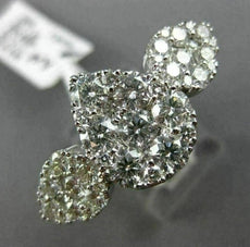 ESTATE LARGE 3.15CT DIAMOND 18KT WHITE GOLD 3D PAVE PEAR SHAPE CLUSTER FUN RING