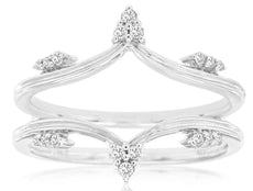 .12CT DIAMOND 14KT WHITE GOLD 3D CLASSIC ROUND V SHAPE INSERT ANNIVERSARY RING