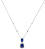 LARGE 4.62CT DIAMOND & AAA SAPPHIRE 18KT WHITE GOLD 3D CUSHION & ROUND NECKLACE