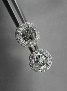 ANTIQUE .48CT 3D ROUND DIAMOND FILIGREE 14KT WHITE GOLD EARRINGS JACKET SETTINGS
