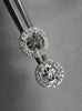 ANTIQUE .48CT 3D ROUND DIAMOND FILIGREE 14KT WHITE GOLD EARRINGS JACKET SETTINGS