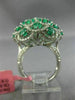 ESTATE LARGE 4.04CT DIAMOND & AAA EMERALD 18K WHITE GOLD 3D FLOWER FILIGREE RING