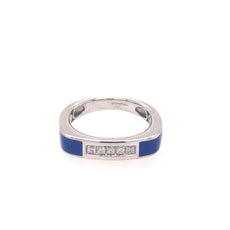 ESTATE .05CT DIAMOND & BLUE ENAMEL 18KT YELLOW GOLD 3D CLASSIC 5 STONE FUN RING