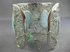 ESTATE LARGE 19.70CT DIAMOND & AAA AQUAMARINE 18KT WHITE GOLD 3D BANGLE BRACELET
