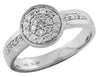 ESTATE .28CT DIAMOND 14KT WHITE GOLD 3D CLASSIC CLUSTER PAVE CIRCULAR FUN RING