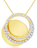 .43CT DIAMOND 14KT YELLOW GOLD 3D DOUBLE CIRCLE OF LIFE LOVE FLOATING PENDANT