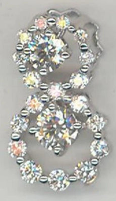 .80CT DIAMOND 14KT WHITE GOLD 3D SOLITAIRE DOUBLE FLOWER LOVE FLOATING PENDANT