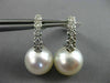 ESTATE LARGE .72CT DIAMOND & AAA SOUTH SEA PEARL 18K WHITE GOLD 5 STONE EARRINGS