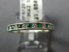 ESTATE .31CT DIAMOND & AAA EMERALD 18K WHITE GOLD ROUND CHANNEL ANNIVERSARY RING