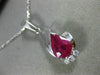 ESTATE 1.54CT DIAMOND & AAA RUBY 14K WHITE GOLD CLASSIC TEAR DROP PENDANT #12091