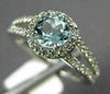 ESTATE 1.03CT DIAMOND & AAA AQUAMARINE 14K WHITE GOLD ROUND HALO ENGAGEMENT RING