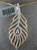 ESTATE LARGE 1.40CT DIAMOND 14KT WHITE & ROSE GOLD MULTI LEAF TEAR DROP PENDANT