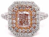 LARGE 1.84CT WHITE & PINK DIAMOND 18KT WHITE & ROSE GOLD 3D CUSHION & ROUND RING