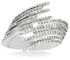 ESTATE LARGE 1.0CT DIAMOND 14K WHITE GOLD 3D MULTI ROW CRISS CROSS WAVE FUN RING