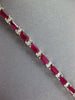 ESTATE 6.61CT DIAMOND & AAA RUBY 18K WHITE GOLD BAGUETTE & ROUND TENNIS BRACELET