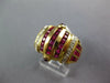 LARGE 3.65CT DIAMOND & AAA RUBY 18KT YELLOW GOLD PRINCESS MULTI ROW CROWN RING
