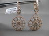 ANTIQUE 3.49CT DIAMOND 18KT ROSE GOLD FLORAL SNOWFLAKE HANGING EARRINGS