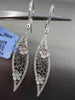 ANTIQUE .85CT DIAMOND 14KT WHITE GOLD FLORAL FILIGREE 3D HANGING EARRINGS