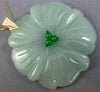 ESTATE EXTRA LARGE AAA JADE 14K YELLOW GOLD 3D HANDCRAFTED FLOWER PENDANT #26192