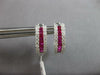 1.09CT DIAMOND & AAA RUBY 14KT WHITE GOLD THREE ROW HUGGIE HOOP HANGING EARRINGS
