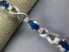 LONG 5.67CT DIAMOND & AAA SAPPHIRE 14K WHITE GOLD 3D OVAL X LOVE TENNIS BRACELET